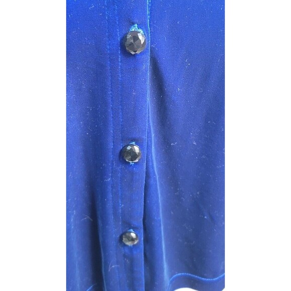 Bechamel Women's Sweater Cardigan Royal Blue Sz PM V Neck Rhinestone Buttons - Picture 3 of 5